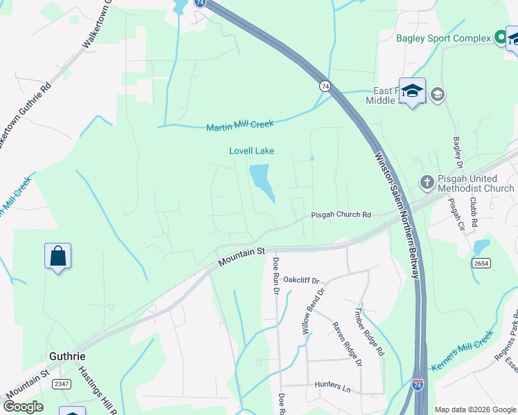 map of restaurants, bars, coffee shops, grocery stores, and more near 735 Grays Farm Rd in Kernersville