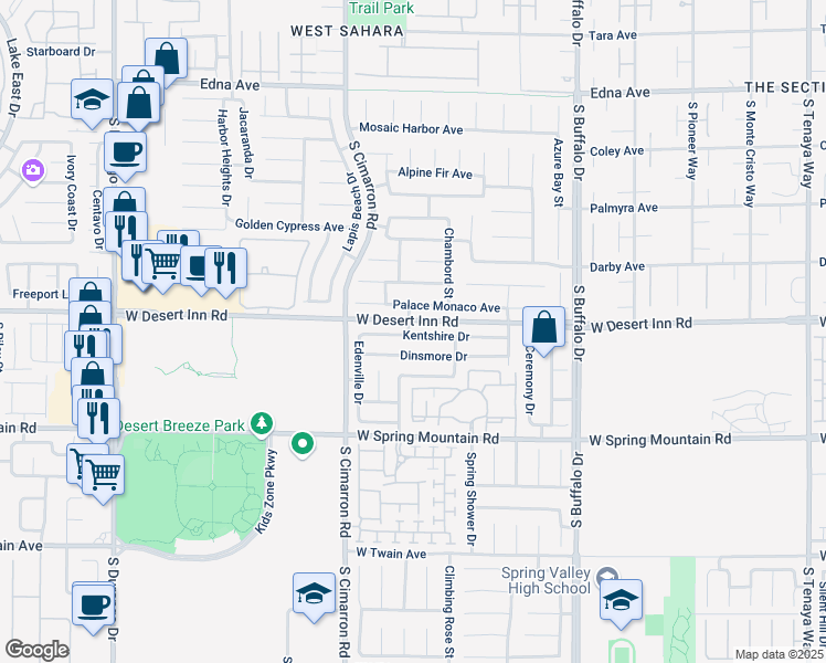 map of restaurants, bars, coffee shops, grocery stores, and more near 11 Rotherham Street in Las Vegas