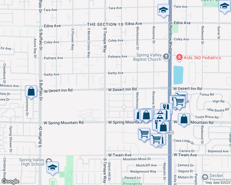 map of restaurants, bars, coffee shops, grocery stores, and more near 7308 White Bloom Avenue in Las Vegas
