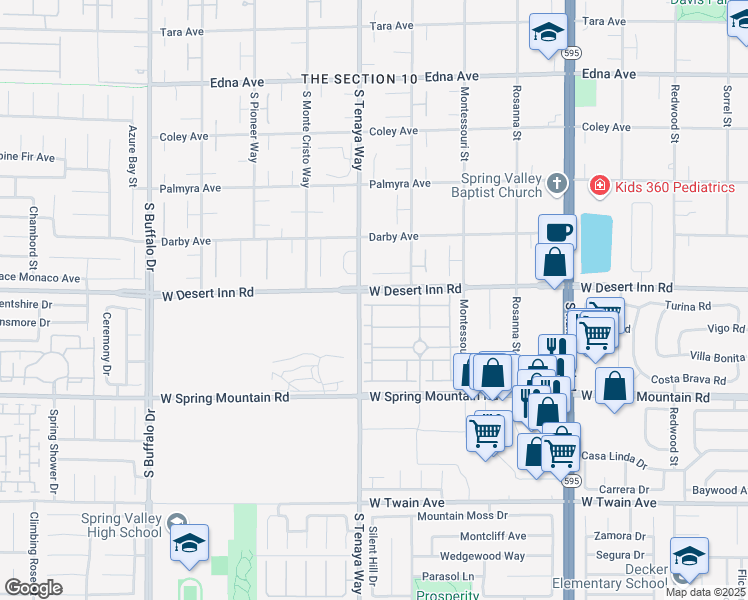 map of restaurants, bars, coffee shops, grocery stores, and more near 7324 White Bloom Avenue in Las Vegas