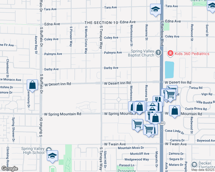 map of restaurants, bars, coffee shops, grocery stores, and more near 7308 White Bloom Avenue in Las Vegas