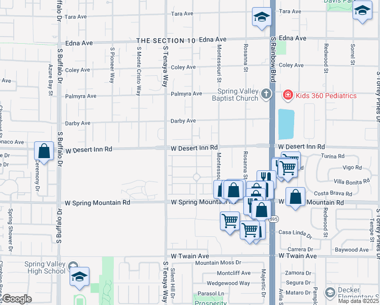 map of restaurants, bars, coffee shops, grocery stores, and more near 7244 White Bloom Avenue in Las Vegas