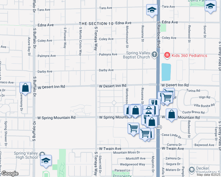 map of restaurants, bars, coffee shops, grocery stores, and more near 7244 White Bloom Avenue in Las Vegas