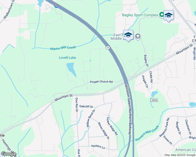 map of restaurants, bars, coffee shops, grocery stores, and more near 702 Afton Park Drive in Kernersville