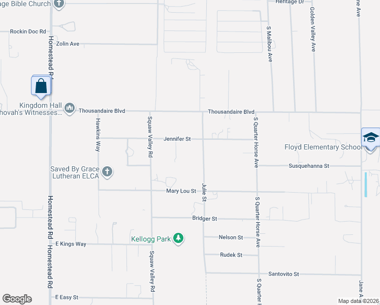map of restaurants, bars, coffee shops, grocery stores, and more near 3721 Jennifer Street in Pahrump