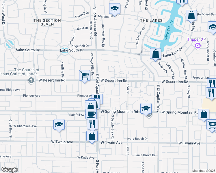 map of restaurants, bars, coffee shops, grocery stores, and more near 9325 West Desert Inn Road in Las Vegas