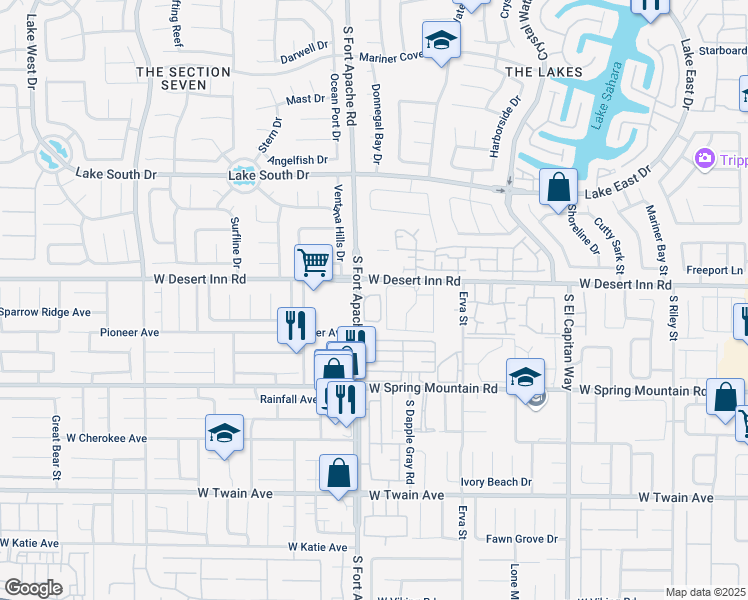 map of restaurants, bars, coffee shops, grocery stores, and more near 3320 South Fort Apache Road in Las Vegas