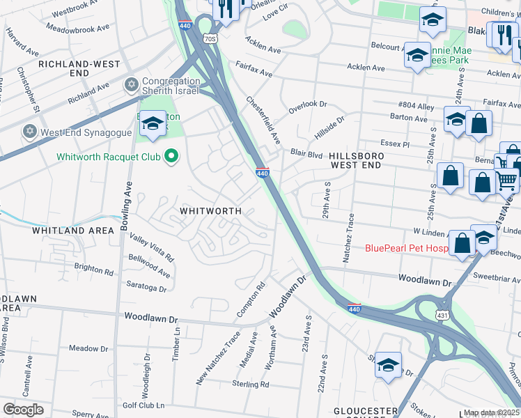 map of restaurants, bars, coffee shops, grocery stores, and more near 500 Elmington Avenue in Nashville