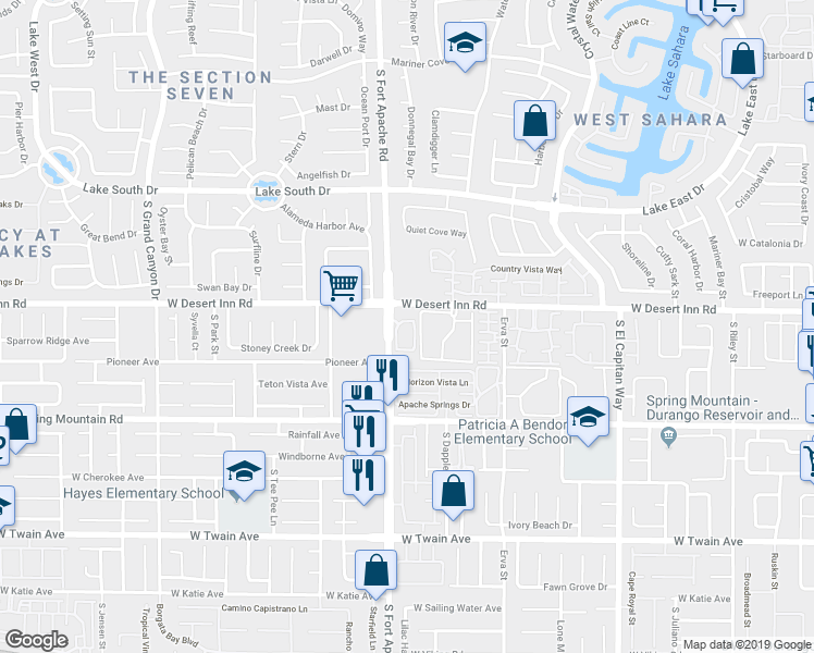 map of restaurants, bars, coffee shops, grocery stores, and more near 3320 South Fort Apache Road in Las Vegas