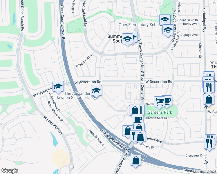 map of restaurants, bars, coffee shops, grocery stores, and more near 3342 Jasmine Vine Court in Las Vegas