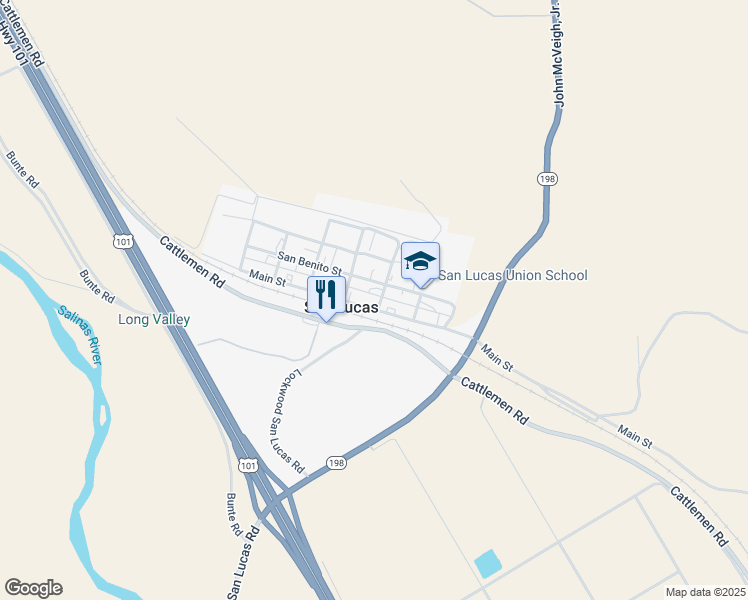 map of restaurants, bars, coffee shops, grocery stores, and more near 54692 Teresa Street in San Lucas