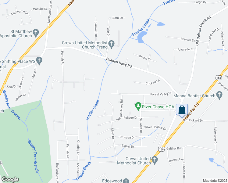 map of restaurants, bars, coffee shops, grocery stores, and more near 3735 Forest Valley Drive in Winston-Salem
