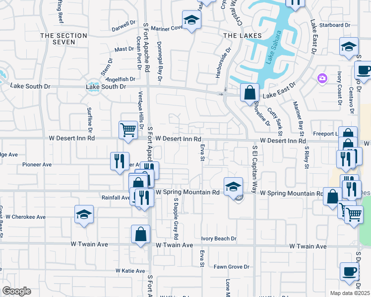 map of restaurants, bars, coffee shops, grocery stores, and more near 9325 West Desert Inn Road in Las Vegas