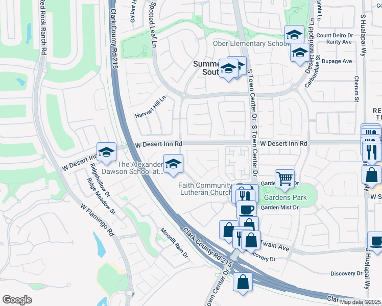 map of restaurants, bars, coffee shops, grocery stores, and more near 10865 Wallflower Avenue in Las Vegas