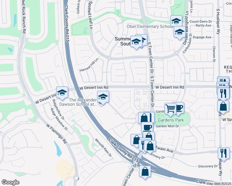 map of restaurants, bars, coffee shops, grocery stores, and more near 3342 Jasmine Vine Court in Las Vegas