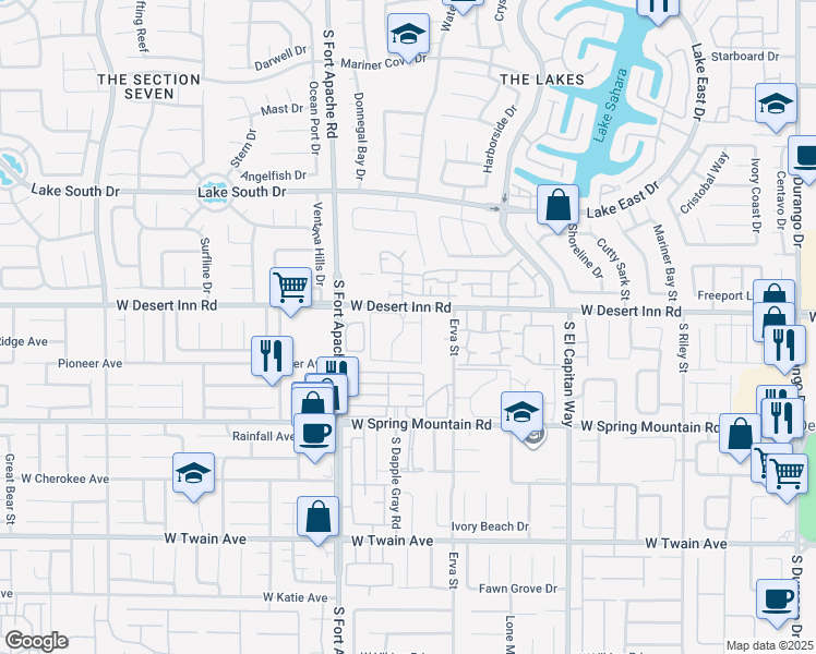 map of restaurants, bars, coffee shops, grocery stores, and more near 9325 West Desert Inn Road in Las Vegas