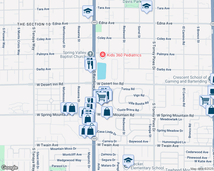 map of restaurants, bars, coffee shops, grocery stores, and more near 6820 Patayan Road in Las Vegas
