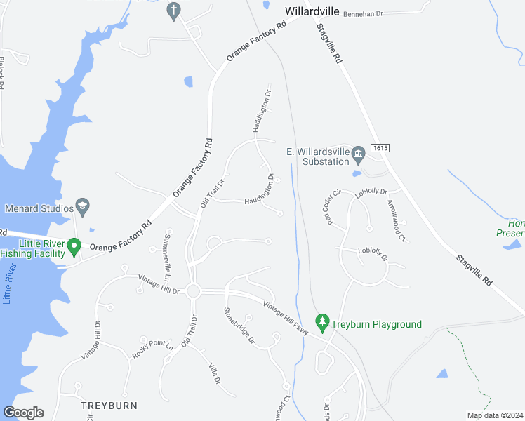 map of restaurants, bars, coffee shops, grocery stores, and more near 102 Blackford Court in Durham