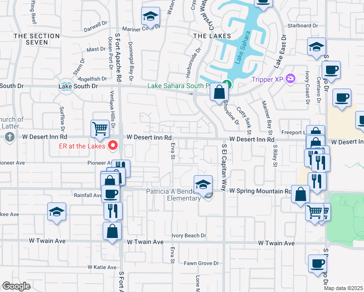 map of restaurants, bars, coffee shops, grocery stores, and more near 9111 West Desert Inn Road in Las Vegas