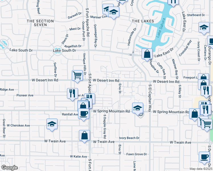 map of restaurants, bars, coffee shops, grocery stores, and more near 9325 West Desert Inn Road in Las Vegas