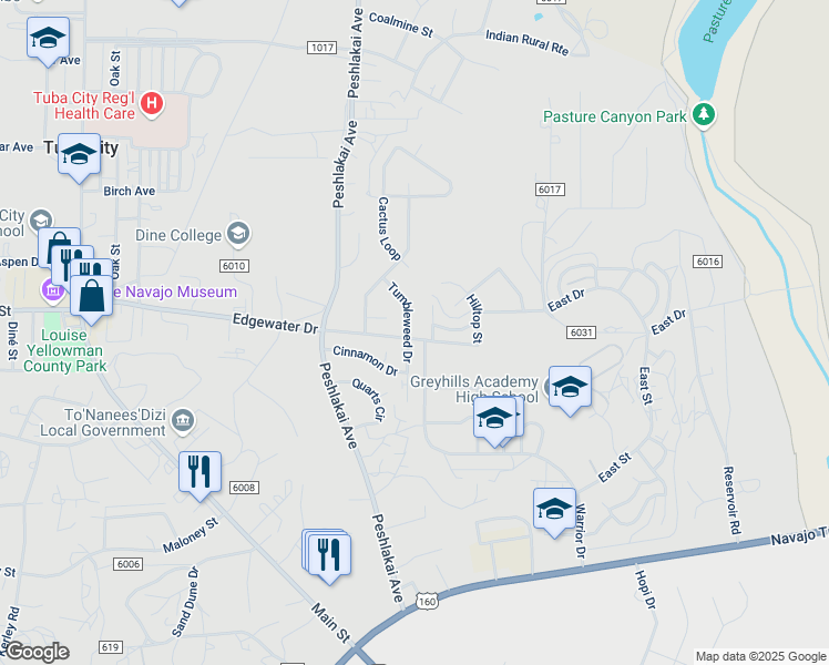 map of restaurants, bars, coffee shops, grocery stores, and more near 5862 Tumbleweed Drive in Tuba City