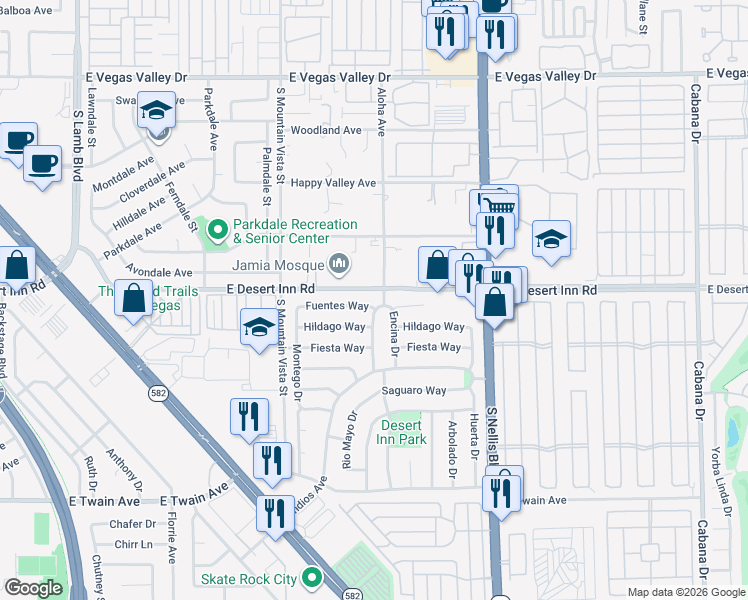 map of restaurants, bars, coffee shops, grocery stores, and more near 4840 Fuentes Circle in Las Vegas