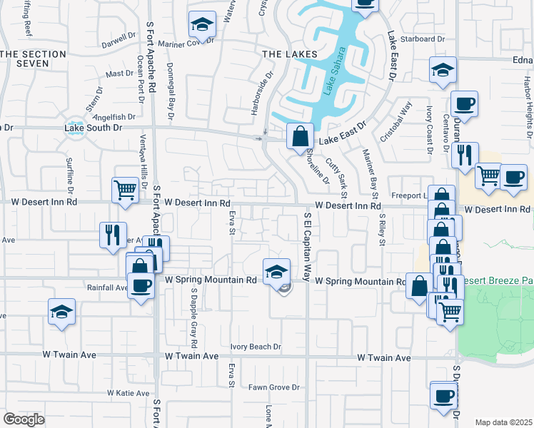 map of restaurants, bars, coffee shops, grocery stores, and more near 9025 West Desert Inn Road in Las Vegas