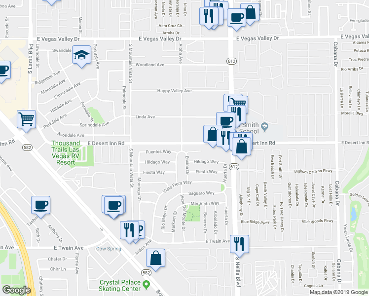 map of restaurants, bars, coffee shops, grocery stores, and more near 4840 Fuentes Circle in Las Vegas