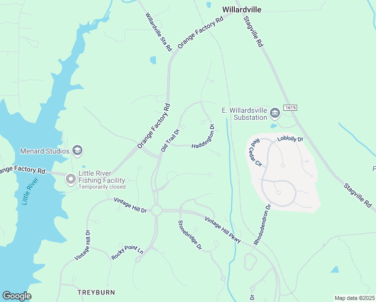 map of restaurants, bars, coffee shops, grocery stores, and more near 1708 Haddington Drive in Durham