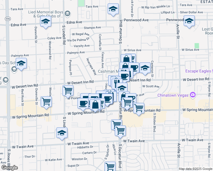 map of restaurants, bars, coffee shops, grocery stores, and more near 3335 Hauck Street in Las Vegas