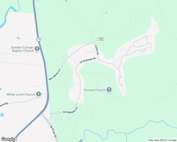 map of restaurants, bars, coffee shops, grocery stores, and more near 206 Pebble Beach Drive in Mebane