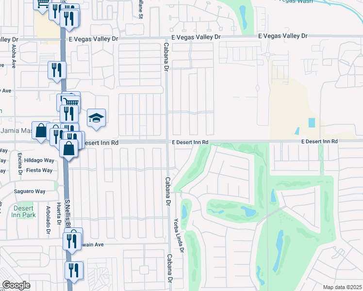 map of restaurants, bars, coffee shops, grocery stores, and more near 3400 Cabana Drive in Las Vegas