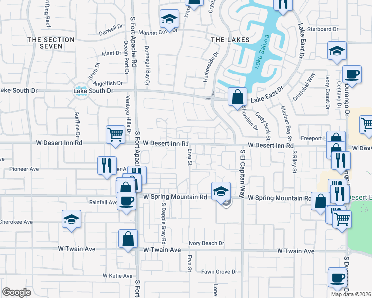 map of restaurants, bars, coffee shops, grocery stores, and more near 3327 Erva Street in Las Vegas