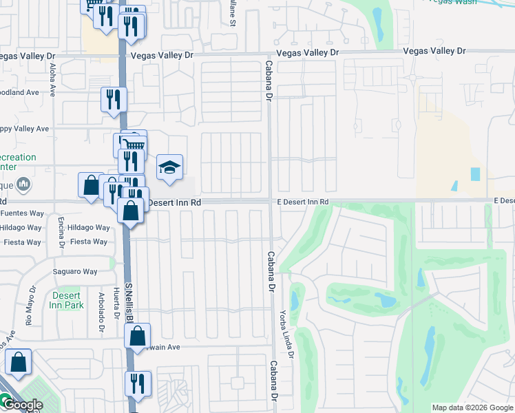 map of restaurants, bars, coffee shops, grocery stores, and more near 3322 Katmai Drive in Las Vegas