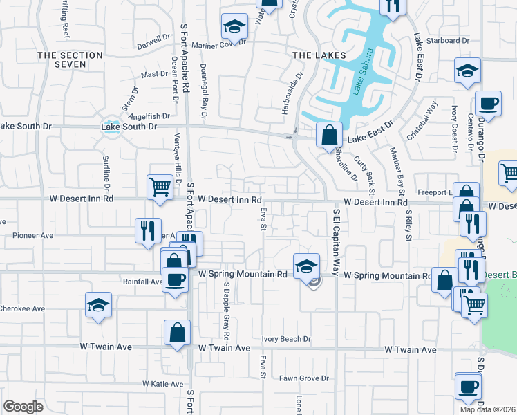 map of restaurants, bars, coffee shops, grocery stores, and more near 3327 Erva Street in Las Vegas