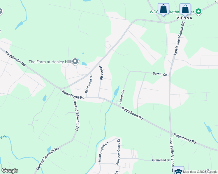 map of restaurants, bars, coffee shops, grocery stores, and more near 6770 Leward Road in Pfafftown