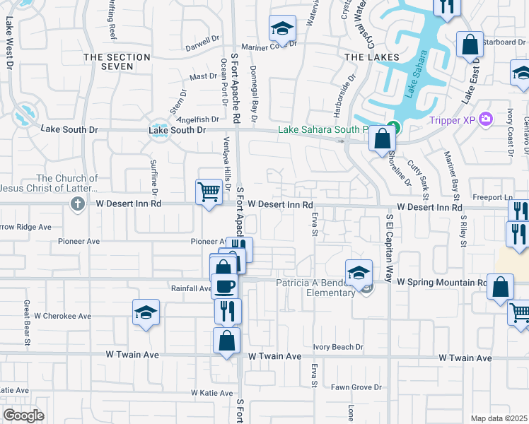 map of restaurants, bars, coffee shops, grocery stores, and more near 9325 West Desert Inn Road in Las Vegas