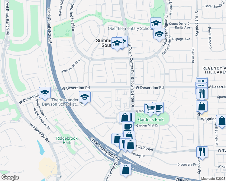 map of restaurants, bars, coffee shops, grocery stores, and more near 3310 Hillside Garden Drive in Las Vegas