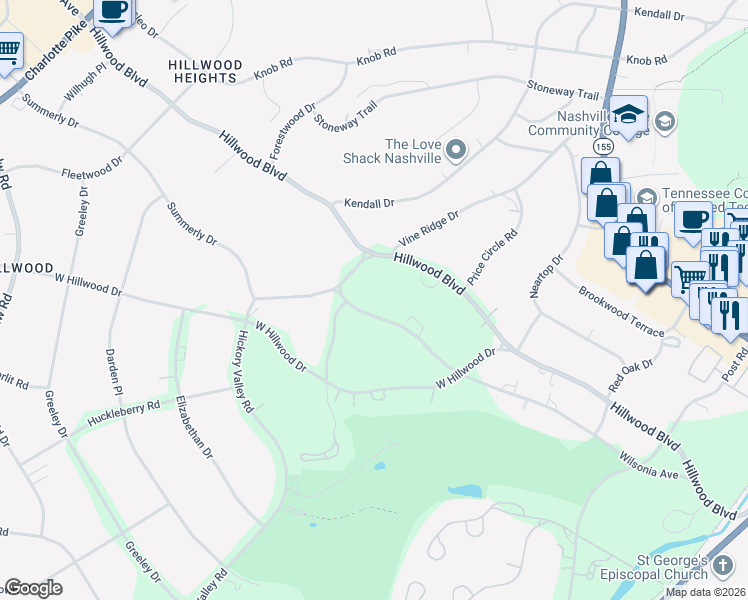 map of restaurants, bars, coffee shops, grocery stores, and more near 410 Wilsonia Avenue in Nashville