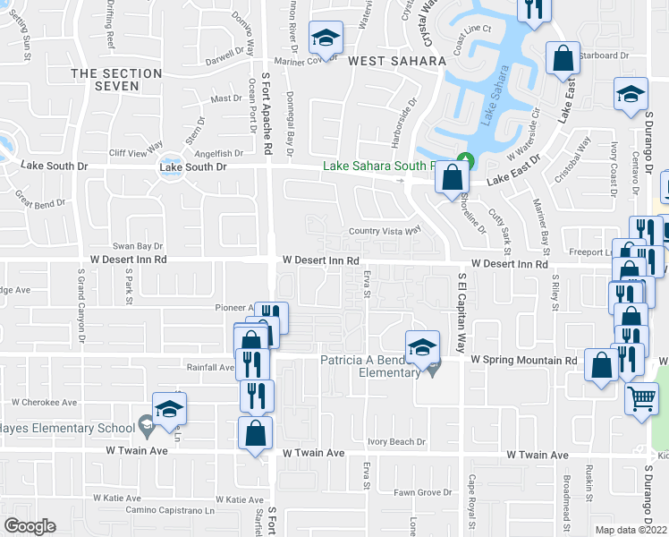 map of restaurants, bars, coffee shops, grocery stores, and more near 9325 West Desert Inn Road in Las Vegas
