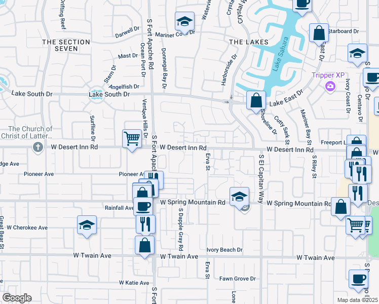 map of restaurants, bars, coffee shops, grocery stores, and more near 9325 West Desert Inn Road in Las Vegas