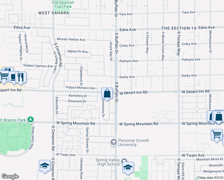 map of restaurants, bars, coffee shops, grocery stores, and more near in Spring Valley