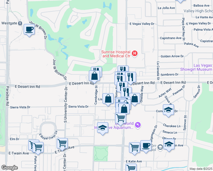 map of restaurants, bars, coffee shops, grocery stores, and more near 3340 South Athens Street in Las Vegas