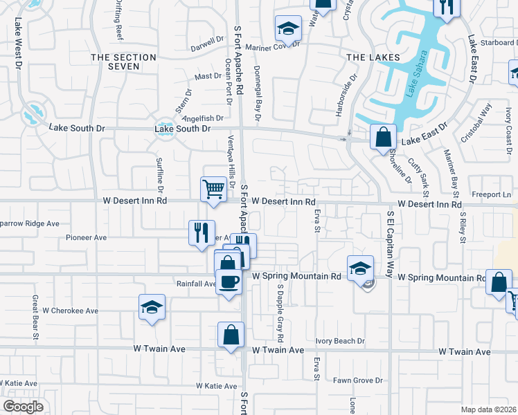 map of restaurants, bars, coffee shops, grocery stores, and more near 3320 South Fort Apache Road in Las Vegas