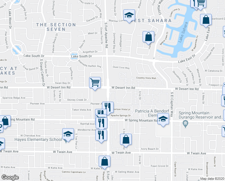 map of restaurants, bars, coffee shops, grocery stores, and more near 3320 South Fort Apache Road in Las Vegas