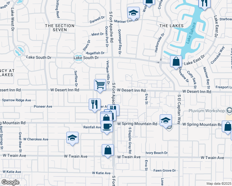 map of restaurants, bars, coffee shops, grocery stores, and more near 3320 South Fort Apache Road in Las Vegas