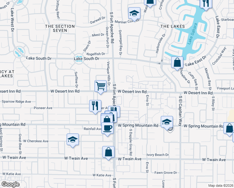 map of restaurants, bars, coffee shops, grocery stores, and more near 3320 South Fort Apache Road in Las Vegas
