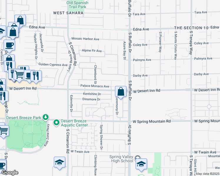 map of restaurants, bars, coffee shops, grocery stores, and more near 7929 Palace Monaco Avenue in Las Vegas