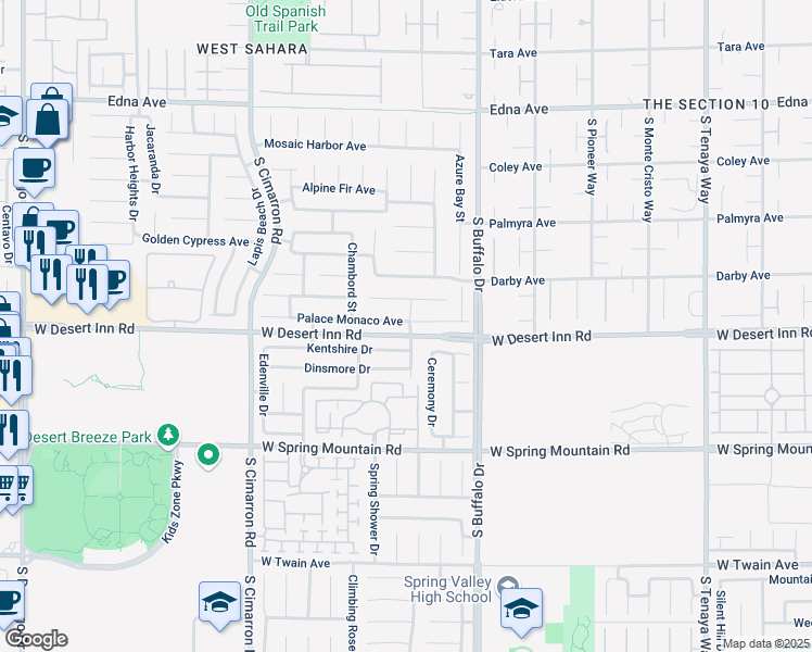 map of restaurants, bars, coffee shops, grocery stores, and more near 7929 Palace Monaco Avenue in Las Vegas