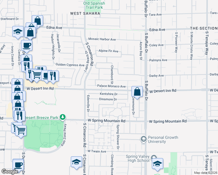 map of restaurants, bars, coffee shops, grocery stores, and more near 8037 Palace Monaco Avenue in Las Vegas